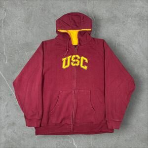 Vintage USC Trojans Southern California Size 2XL XXL Full Zip Hoodie Sweatshirt